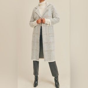 *SOLD* SAGE THE LABEL Marceau Houndstooth Trench Coat W’s Med 100% Cotton Eyelas